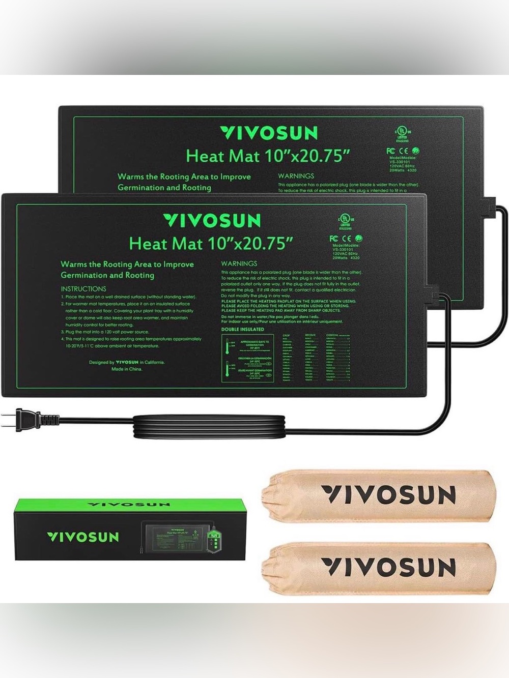 2 Pack Durable Waterproof Seedling Heat Mat 10" x 20.75"